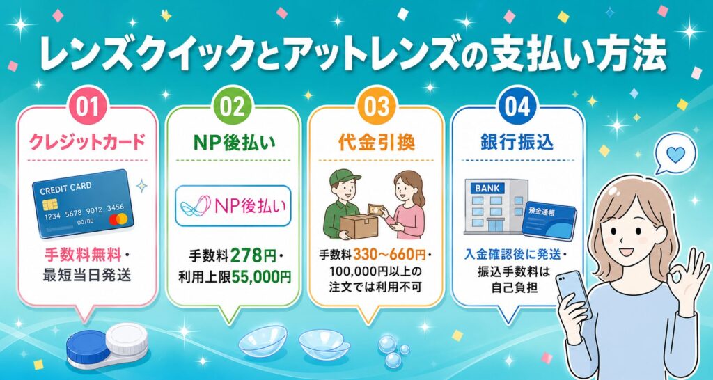 レンズクイックとアットレンズの支払い方法