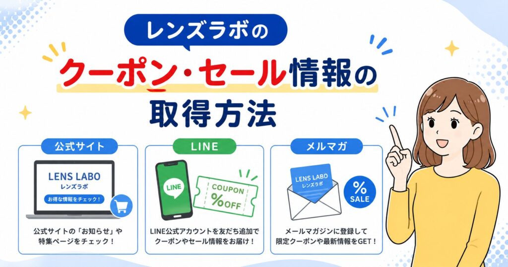レンズラボのクーポン・セール情報の取得方法