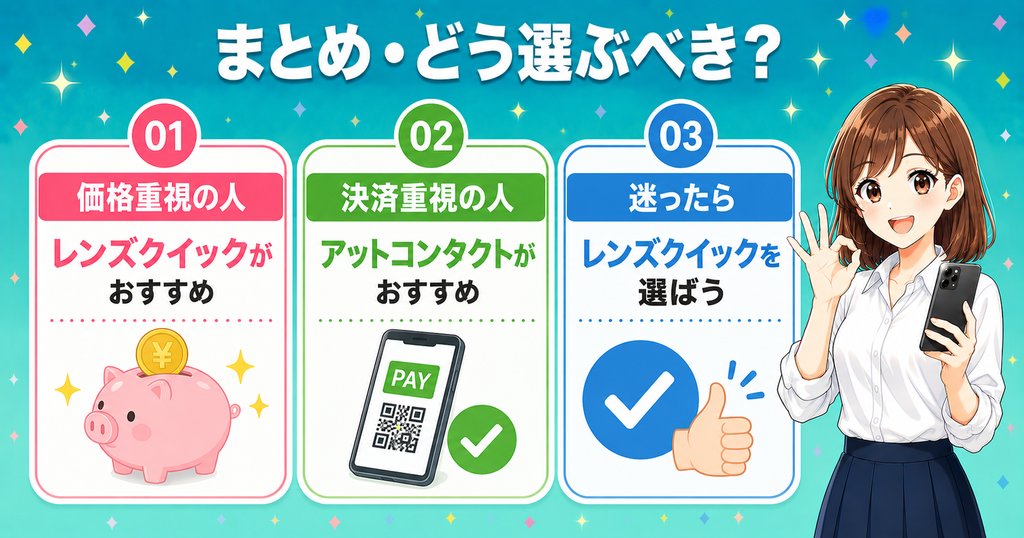 レンズクイックとアットコンタクト まとめ