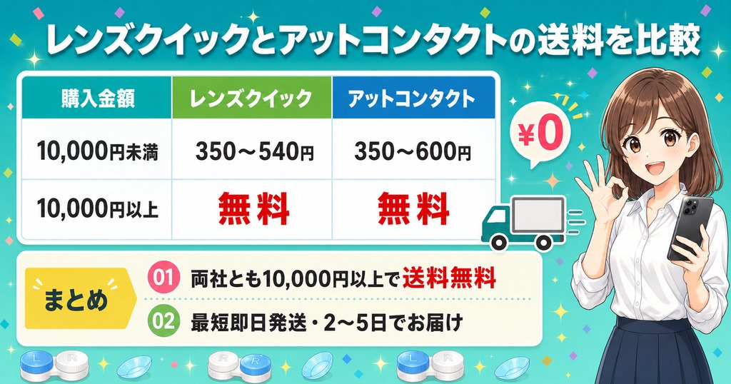 レンズクイックとアットコンタクトの送料・配送