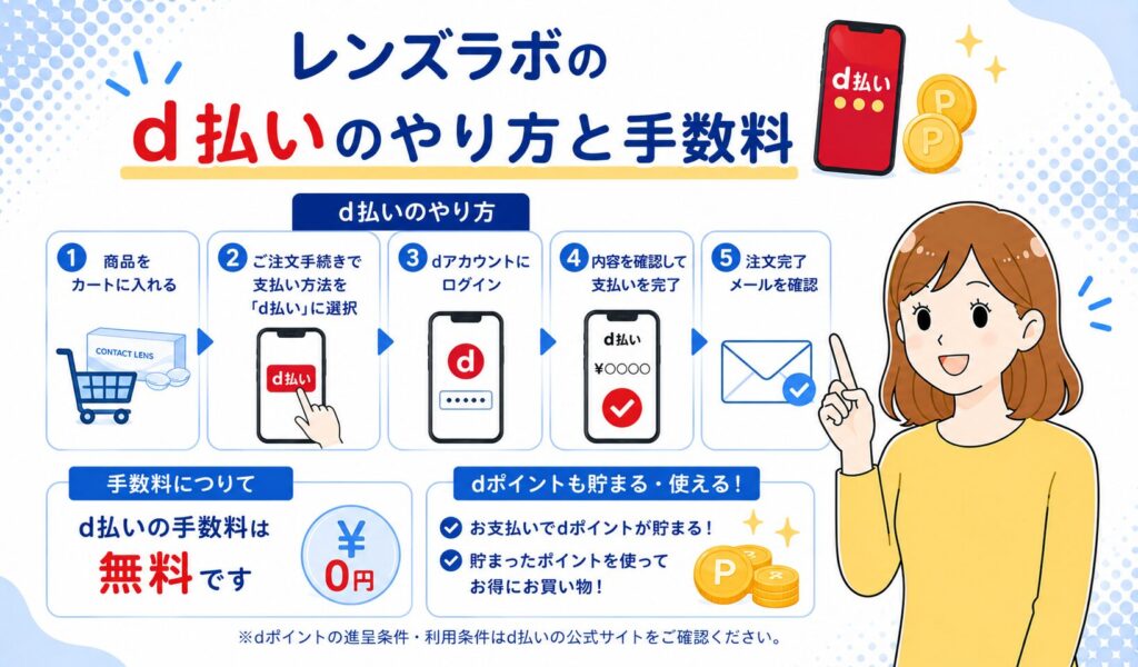 レンズラボのd払いのやり方と手数料