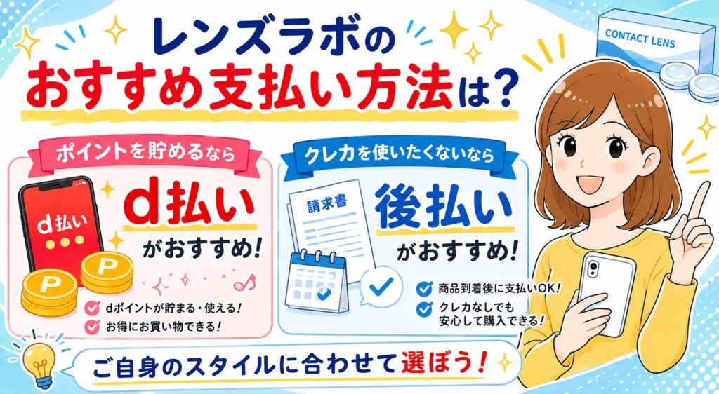 レンズラボのおすすめ支払い方法は？d払いと後払い