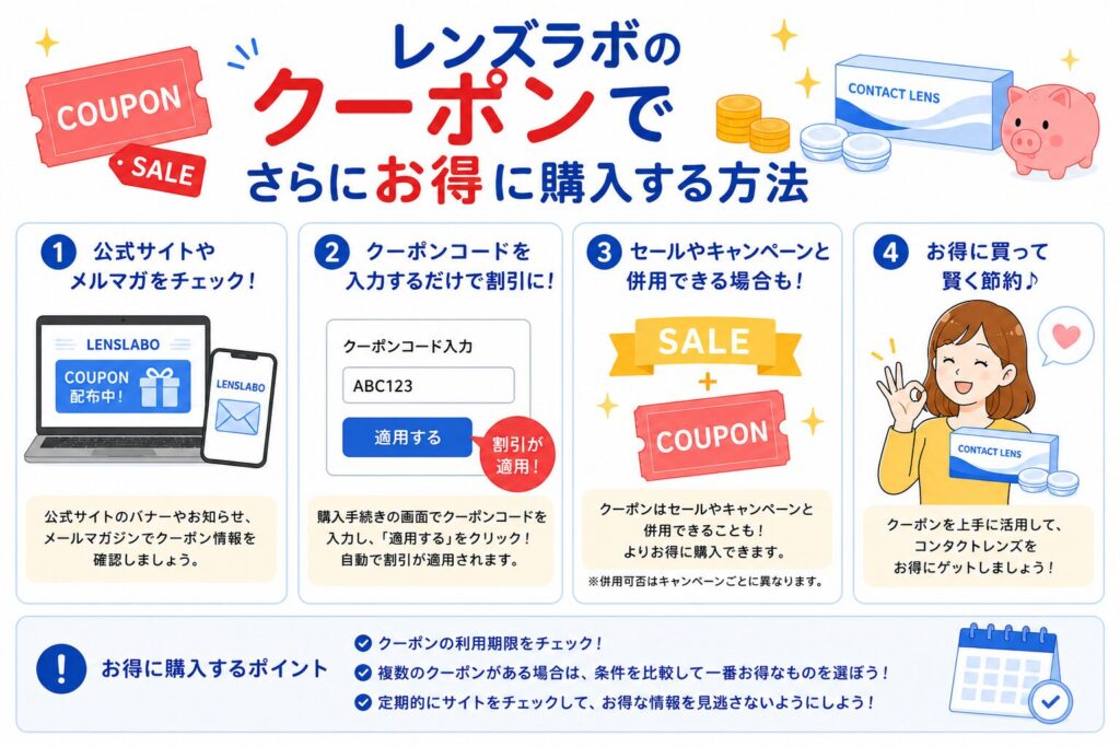 レンズラボのクーポンでさらにお得に購入する方法