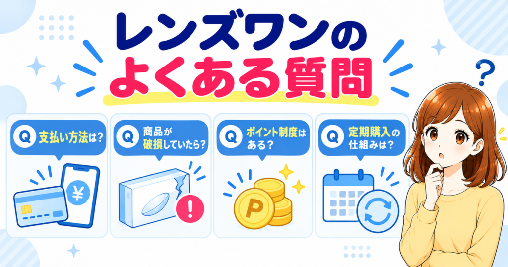 レンズワンのよくある質問（支払い方法・破損・ポイント・定期購入）