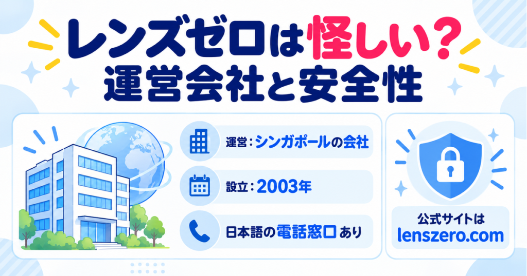 レンズゼロは怪しい？運営会社と安全性（シンガポールの会社・2003年設立・日本語の電話窓口・公式サイトはlenszero.com）